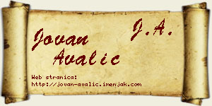 Jovan Avalić vizit kartica